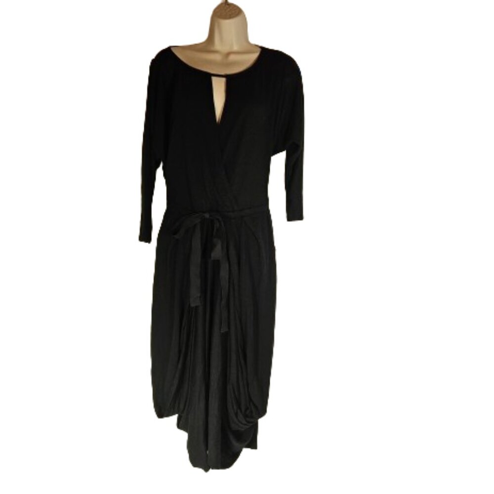 Free People Black Dress Boho OB418439 Tie Front Size Medium NEW